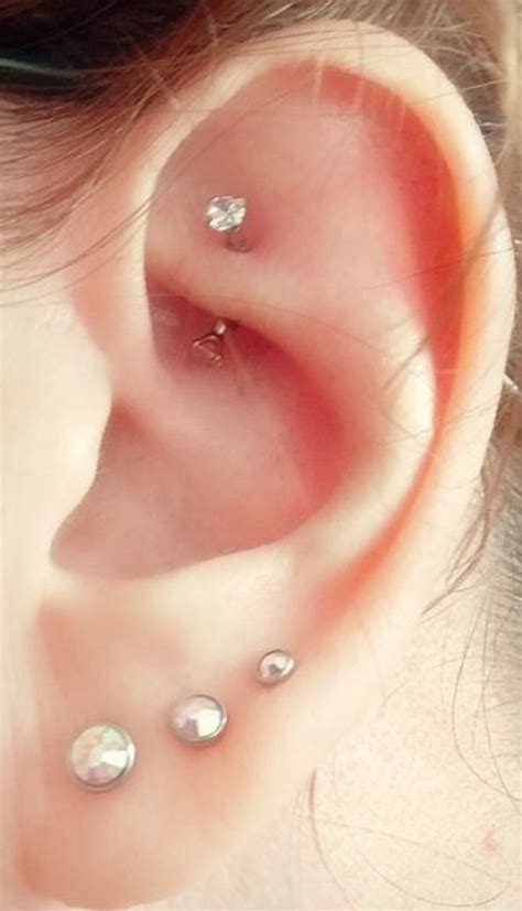 Cute Rook Ear Piercing Ideas Crystal Curved Barbell At