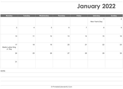january  calendar templates