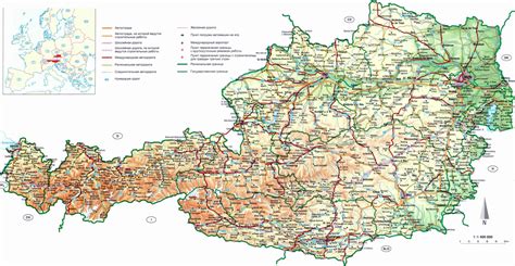 large detailed road map  austria  relief austria europe mapsland maps   world