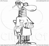 Man Traction Cartoon Crutch Using Toonaday Outline Illustration Royalty Rf Clip 2021 Clipart sketch template