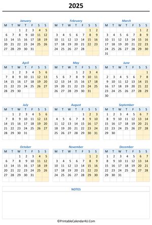printable yearly calendar