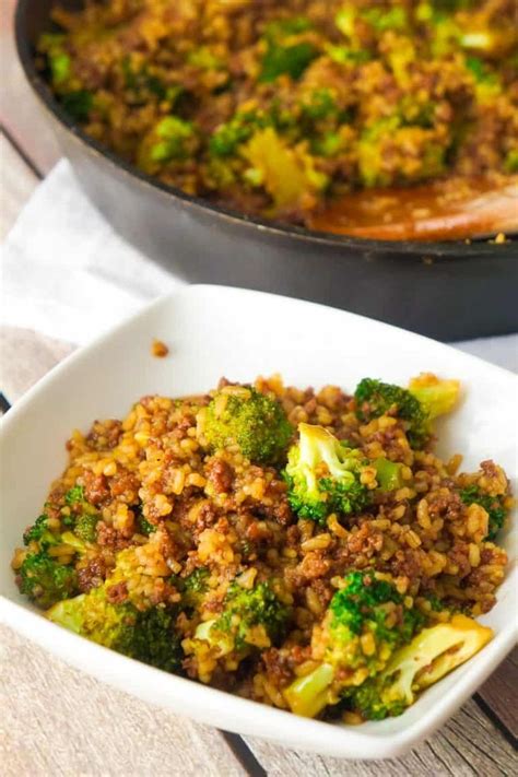 honey garlic ground beef  rice  broccoli   easy stove top