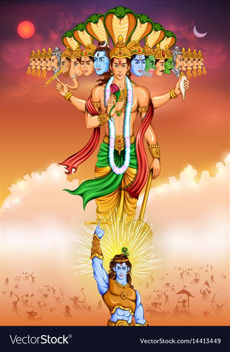 Lord Krishana Showing Vishvarupa Darshan Vector Image