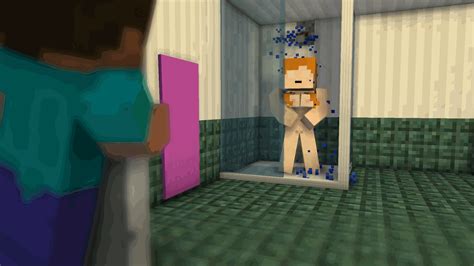 rule 34 alex minecraft animated minecraft red hair shower showering spying steve minecraft