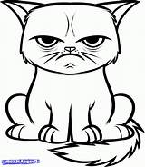 Cat Easy Drawing Coloring Pages Grumpy Cartoon Drawings Cats Color Printable Face Book Print Result Draw Cool Chat Choose Board sketch template