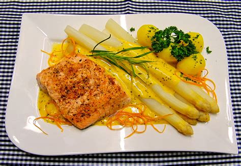 spargel und lachs mit orangensauce von monika chefkochde