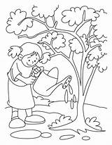 Coloring Pages Arbor Environment Tree Kids Trees Watering Colouring Printable Clipart Save Earth Colorings Color Drawings sketch template