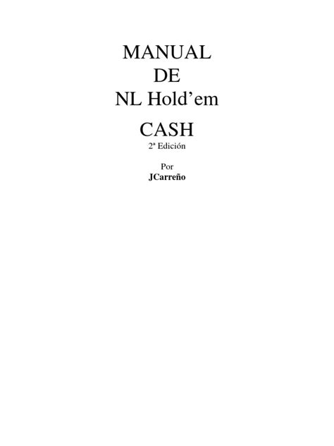 Manual De Nl Holdem Cash 2 Edición Pdf Texas Hold Em Póker