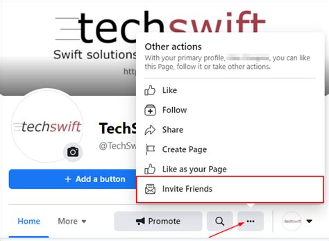 invite people    facebook page techswift