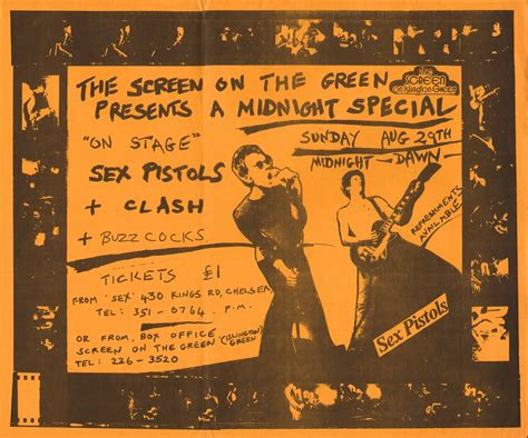 Sex Pistols Clash Buzzcocks 1976 Screen On The Green Poster