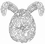 Easter Coloring Pages Egg Zentangle Printable Adult Happy Print Colouring Adults Bunny Doodle Drawn Hand Stock sketch template