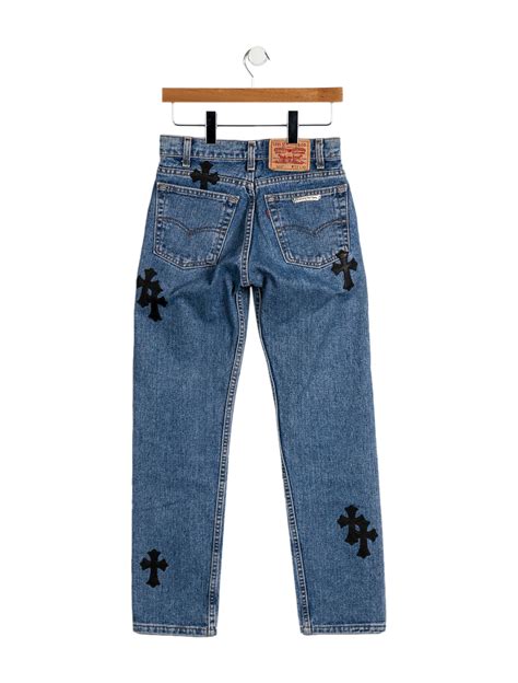 chrome hearts  levis cross patch skinny jeans blue  rise jeans clothing chrle