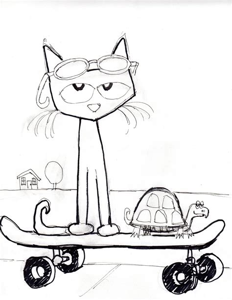 pete  cat   magic sunglasses pete  cat pete  cats cat coloring page