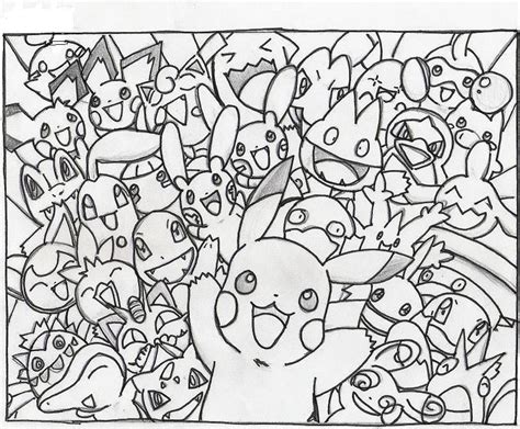 pokemon collage colouring pages coloring home
