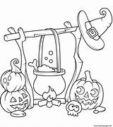 Cauldron Coloring Halloween Pages Template sketch template