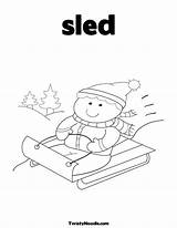 Coloring Sledding Pages Sled Boy sketch template
