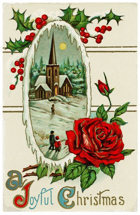 design shop  printable vintage postcard  joyful christmas