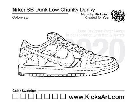 nike sb dunk  sneaker coloring pages created  kicksart shoe