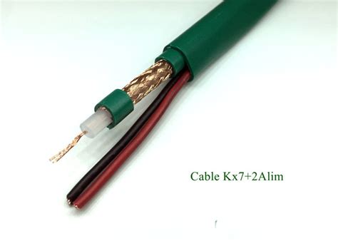 kx alim siamese coaxial cable siamese cable  cctv green pvc jacket