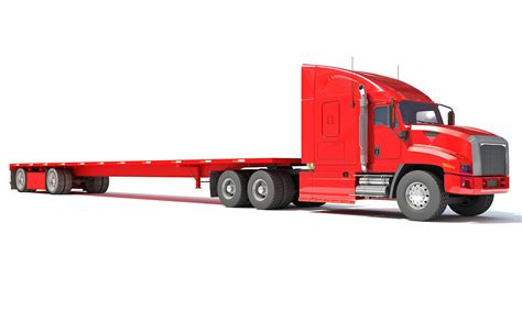 freightliner truck  flatbed trailer  model cgtrader
