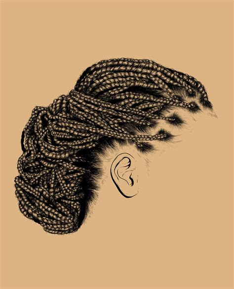 art black  white braided drawing   draw braids