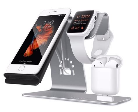 bestand    aluminium iwatch stand airpods laadstation qi snelle draadloze oplader dock