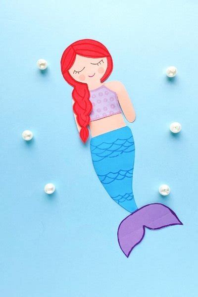mermaid template  print easy paper craft party bright