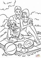 Picnic Family Coloring Drawing Pages Scene Printable Sketch Table Color Getdrawings Draw sketch template