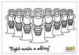 Maids Milking Christmas Coloring Pages Colouring 8th Kiddycharts sketch template