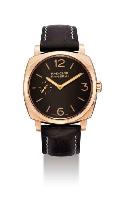 Panerai A Fine And Attractive 18k Pink Gold Cushion Shaped Wristwatch