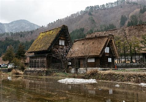 Beautiful View Of Ncient Traditional Japanese Country Farm Homes In
