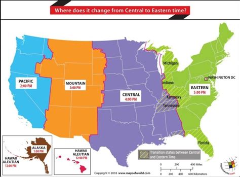 time zone map highlighting states     central  eastern time zone answers