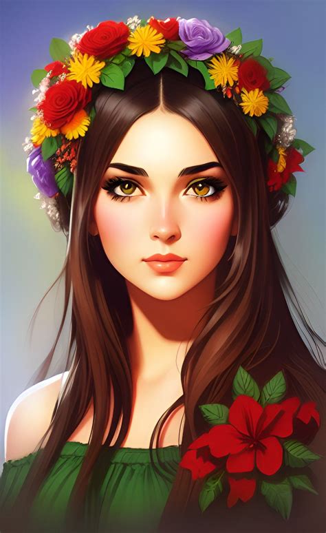 girl with flower illustration digital art anime digital art girl