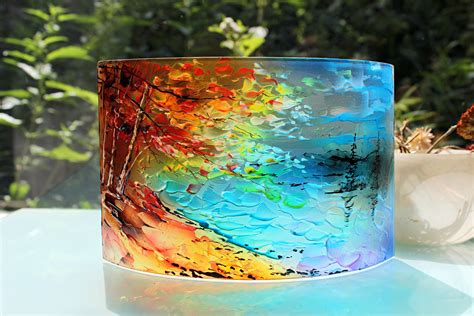 Nature Painting Fused Glass Art Glass Screen Glass Screen Etsy