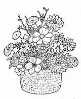 Coloring Flower Pages Bouquet Flowers Detailed Wildflower Basket Printable Adult Print Colouring Wild Drawings Drawing Bunch Books Adults Baskets Google sketch template