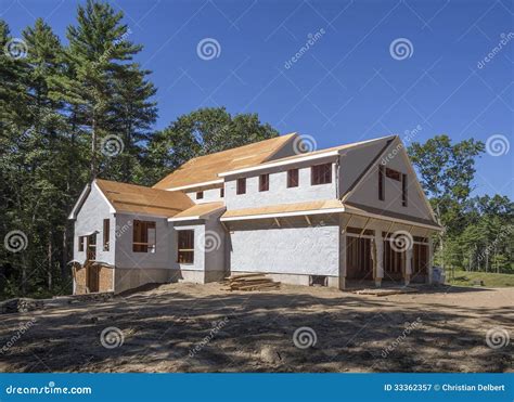 nieuw huis  aanbouw stock afbeelding image  blauw