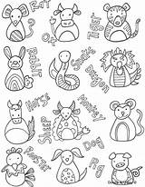 Chinese Year Coloring Pages Animals Zodiac Doodle Alley Holiday Printable Color Getcolorings Print sketch template