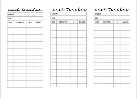cash tracker etsy weekly meal planner template life hacks