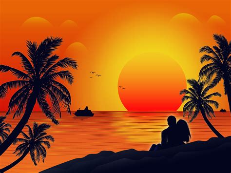 beach sunset illustration  jasim  dribbble