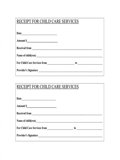daycare receipt  examples format