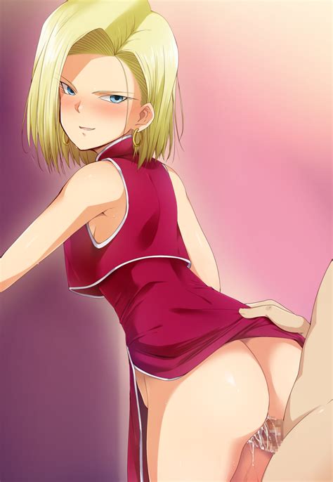 rule 34 android 18 ass back bare arms bare legs blonde hair blue eyes