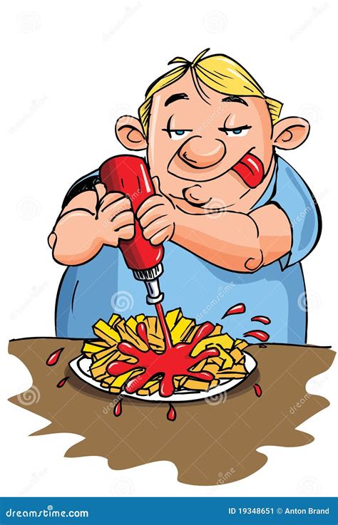 cartoon  overweight man eating stock image image