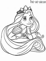 Rapunzel Coloring Pages Color Print Kids Disney Tangled Princess Girls sketch template