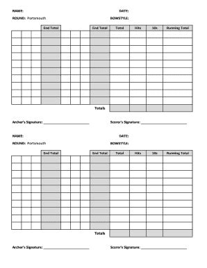 archery score sheet excel fill  printable fillable blank