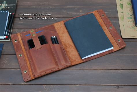 leather notepad cover  notebook cover  pockets etsy
