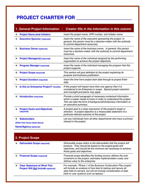 project charter guidelines template  word   formats