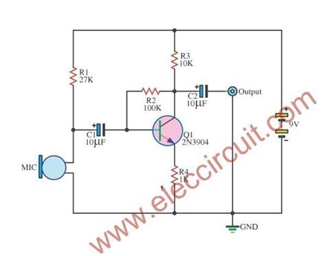 simple condenser mic preamp circuit   dc circuit simple circuit circuit diagram