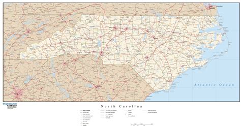 north carolina wall map  roads  map resources mapsales