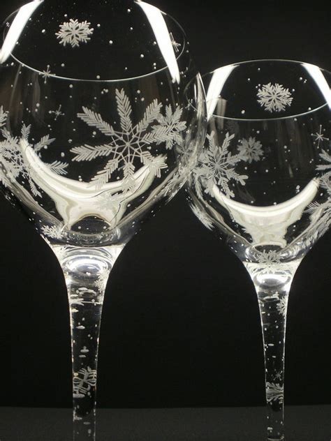 Items Similar To 2 Snowflake Red Wine Glasses Hand