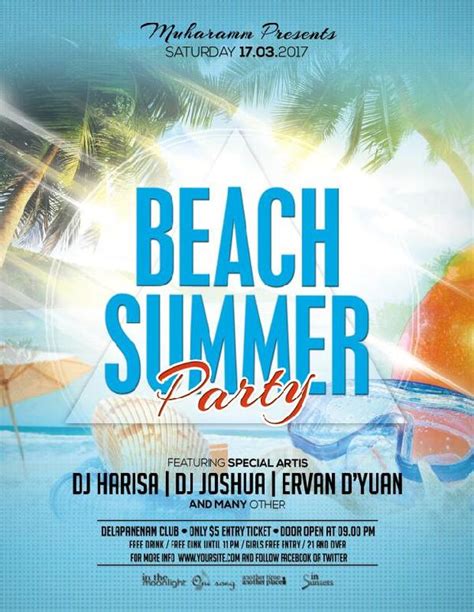 summer beach party flyer poster psd template other psd free download